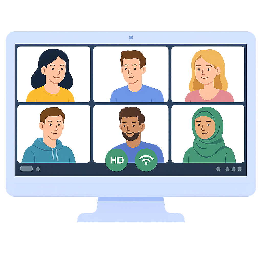Video meeting on monitor